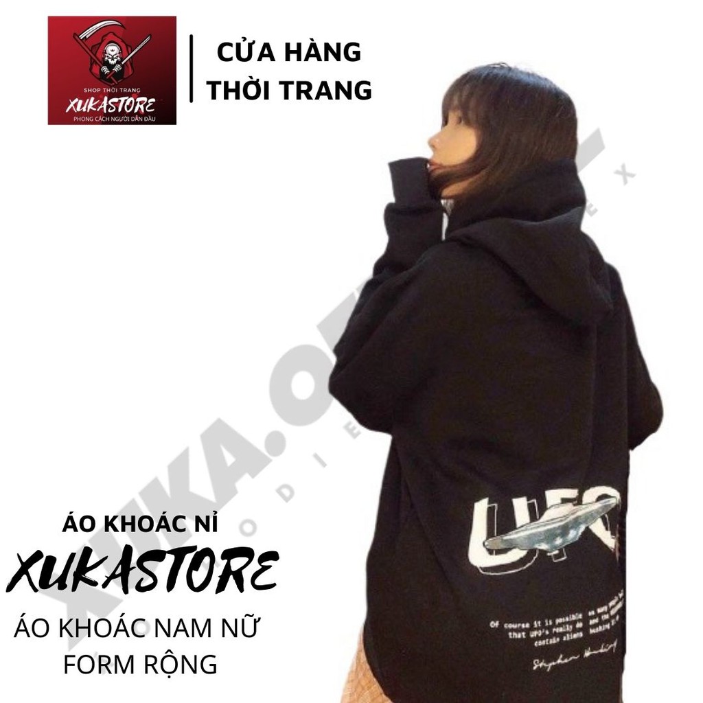 Áo hoodie in hình UFO nỉ ngoại form rộng có mũ cho nam và nữ 2 màu unisex ulzzang Cá Tính XUKA SHOP