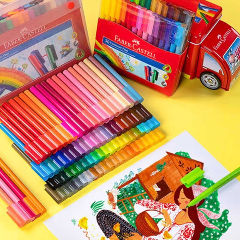 Bút Lông Màu Connector Faber-Castell + Hộp Đựng Xe Bus [yalcado.station]