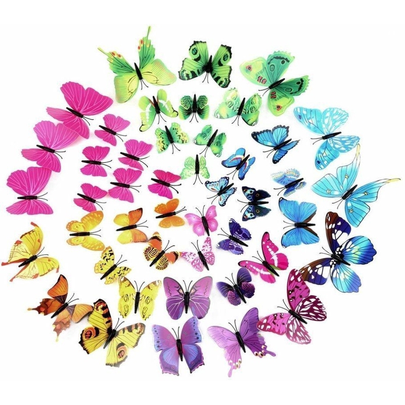 Bộ 12 miếng dán tường hình bướm 3D nghệ thuật trang trí không gian