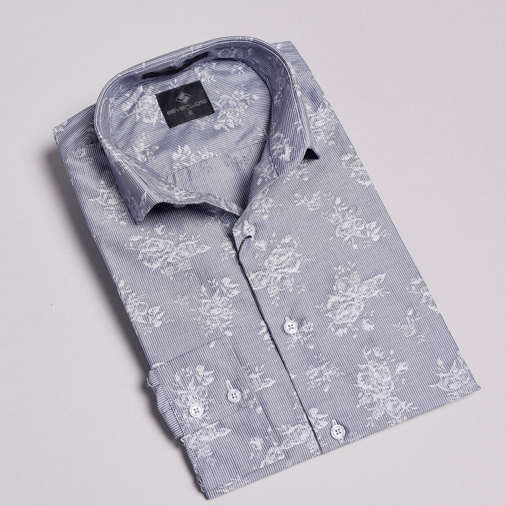 Áo Sơ Mi Nam họa tiết SEVENUOMO Form Dáng Hàn Quốc, Không Nhăn, Vải Mịn Mát Form Vừa Họa Tiết Hoa SM_HT15