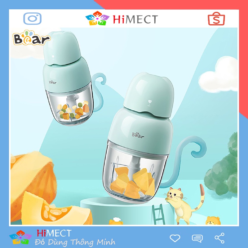 Máy Xay Thịt Thực Phẩm Ăn Dặm Bear Mini Càm Tay Nhỏ Gọn Đa Năng Dung Tích 0.3 Lít - HiMect