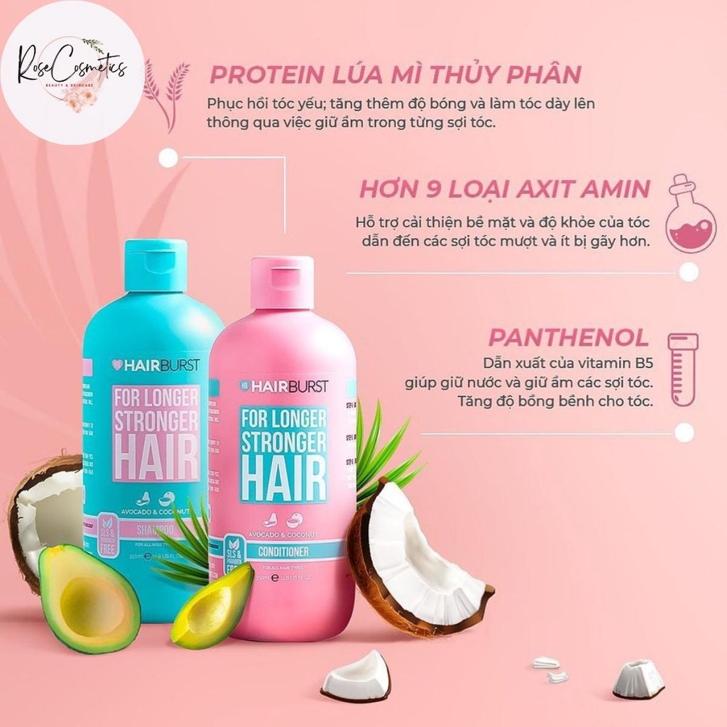 Dầu Gội Xả HairBurst Chăm Sóc, Kích Thích Mọc Tóc Giúp Tóc Chắc Khỏe 350ML