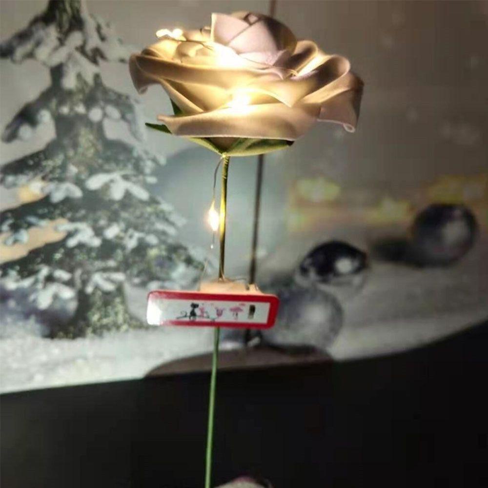 KUNHEV Đèn LED Hình Hoa Hồng Phát Sáng Ấm Áp Lãng Mạn Kèm Túi Đựng