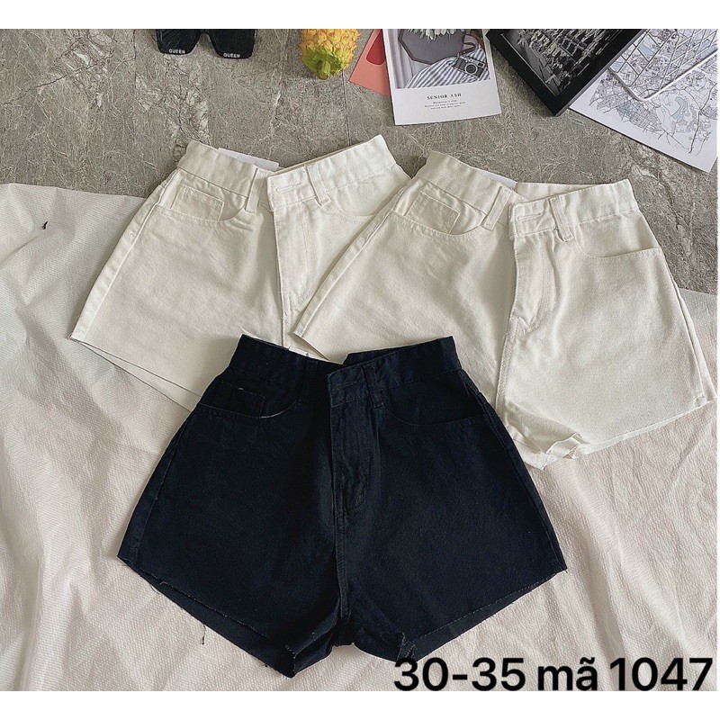 Quần short nữ jean  FREESHIP  Quần short jean nữ trơn lưng cao size đại hàng VnXk màu đen trắng Ms1047 bigsize 2KJean