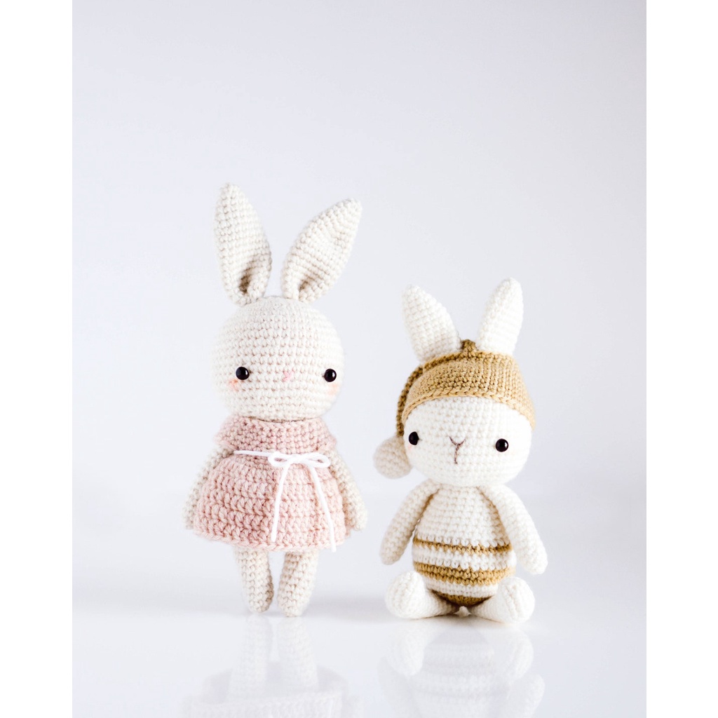 Thỏ Ellie và Luna - Thú Len Móc Tay Nhồi Bông Thủ Công Cao Cấp, Amigurumi Handmade SenCrafts