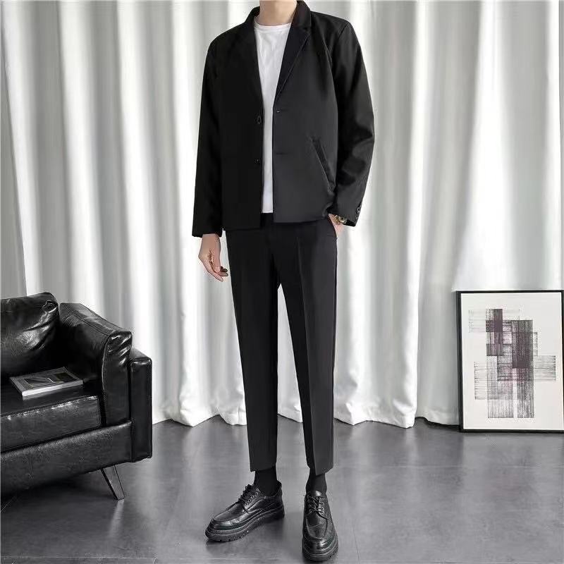 Set áo khoác vest phối quần dài ôm dáng 2/3 món kiểu Hàn Quốc thời trang thu đông cho nam
