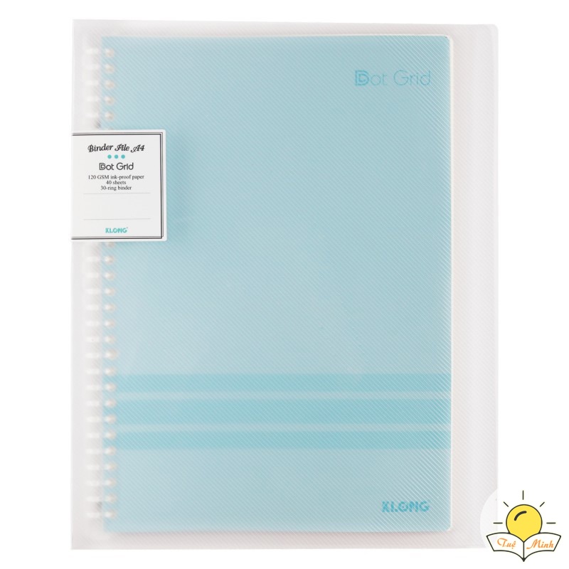 Sổ còng nhựa Klong A4 40 tờ Dot grid Ms 555  [Chọn Màu] binder Klong kèm 5 tab phân trang dễ refill giấy