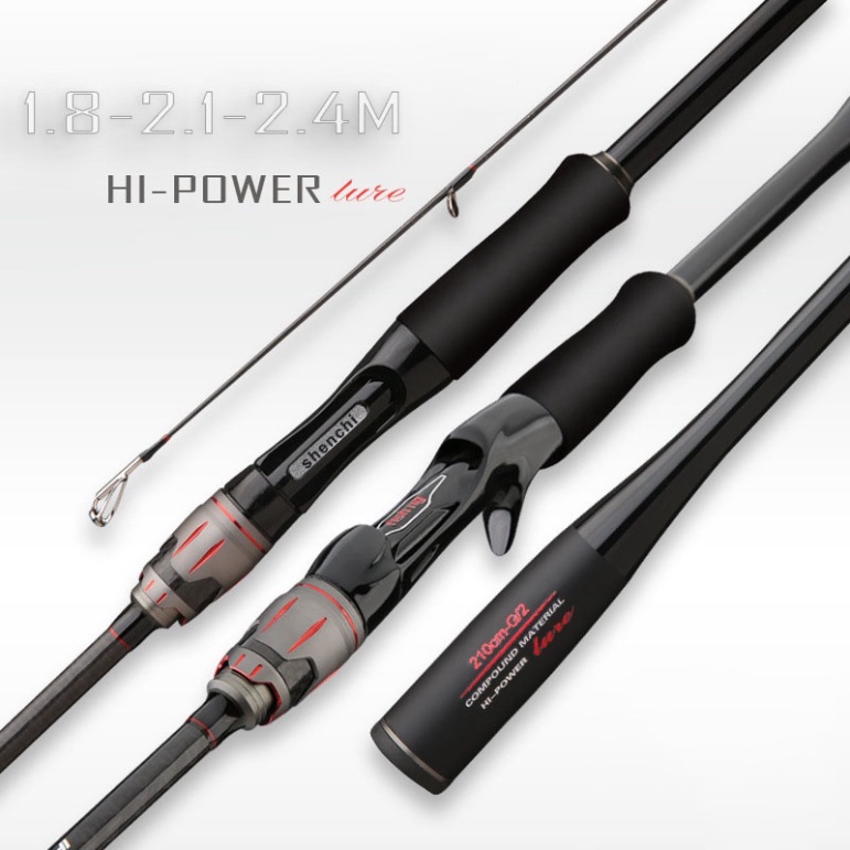 Cần câu lure máy ngang và máy đứng carbon Hi Power đầu bu chống xoắn CM22