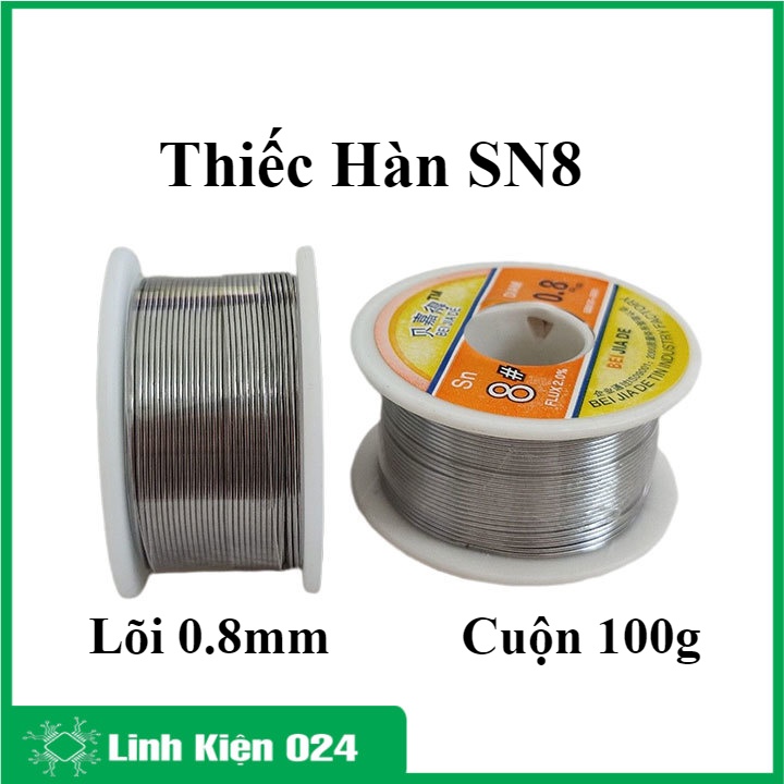 Cuộn 100g thiếc hàn vàng SN8 đường kính lõi 0.8mm