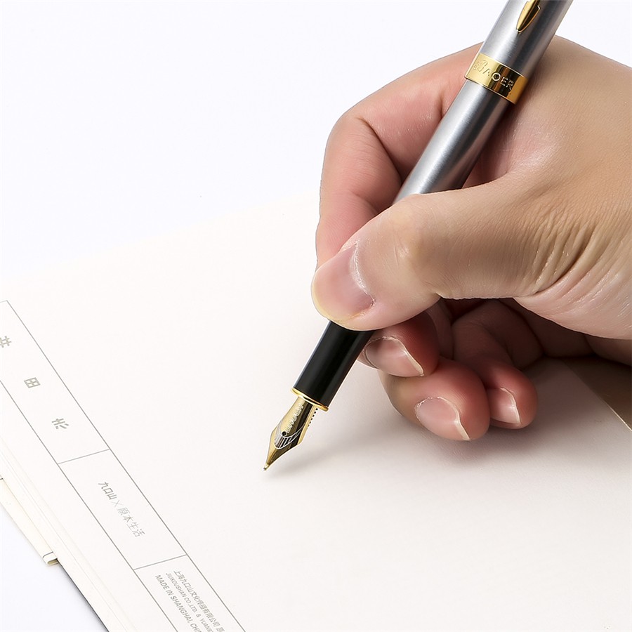 Baoer  Bút Mực Máy / Mũi Tên Bằng Thép Đánh Bóng Mạ Vàng Đầu Trung Bình Cho Văn Phòng Ký Tên Trường Học A629