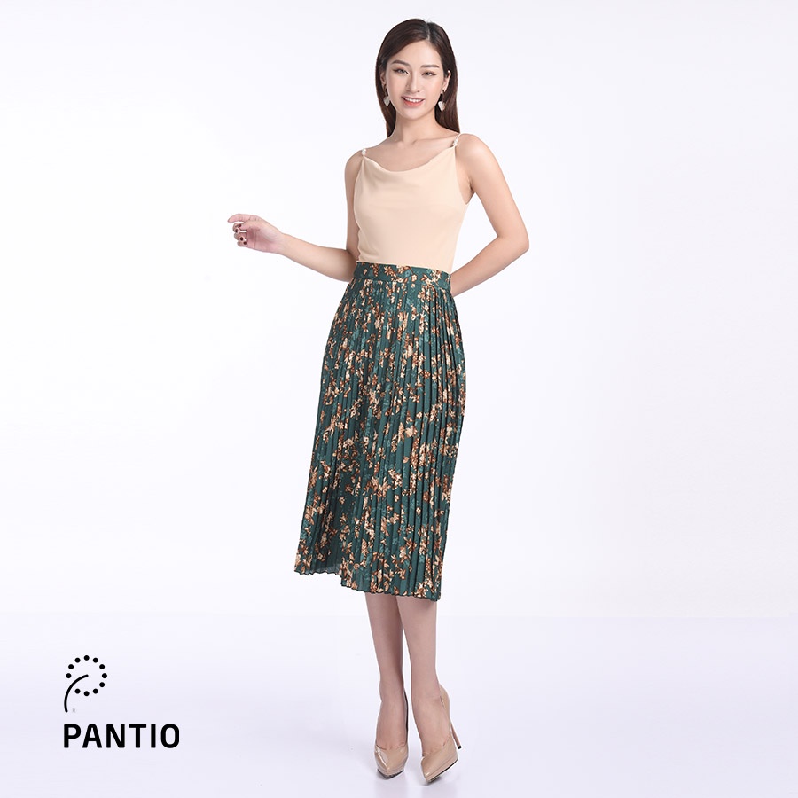 Chân váy dài chất liệu lụa mát họa tiết hoa nhí xếp ly FJD3775 - PANTIO