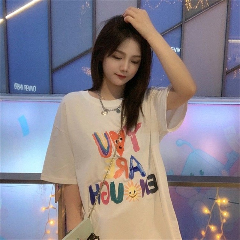 NRVP Áo Thun Cotton Tay Ngắn Cổ Tròn Màu Trơn Thời Trang Dành Cho Nữ