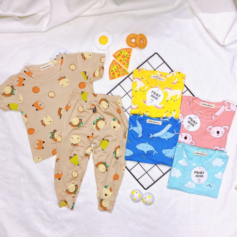 Bộ cộc cotton cho bé trai bé gái hình in bò sữa ngộ nghĩnh size 7 đến 27 cân