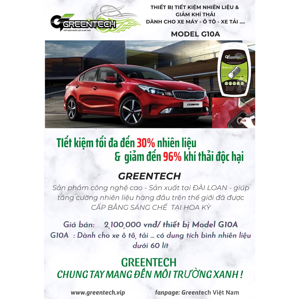 Thiết bị tiết kiệm xăng 30% cho xe hơi Greentech G10A-60L