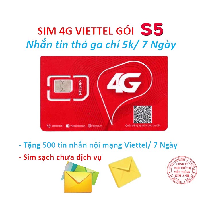 Bao chặn - Sim Viettel loại chưa dịch vụ GÓI S5 ƯU ĐÃI 500 SMS MIỄN PHÍ CHỈ 5K/7 NGÀY, Miễn phí tin nhắn
