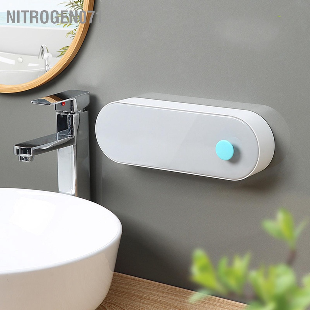 Nitrogen071Khay Xà Bông Dán Tường Hộp đựng xà phòng thoát nước Không đục lỗ Giá đỡ tắm đa năng có nắp đậy chống bụi