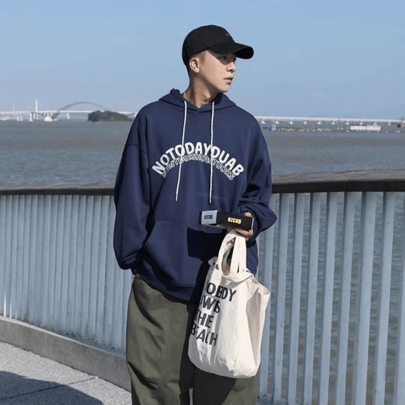 Áo hoodie Thể Thao Dáng Rộng In Chữ Phong Cách Hip Hop Đường Phố Nhật Bản Cá Tính Cho Nam