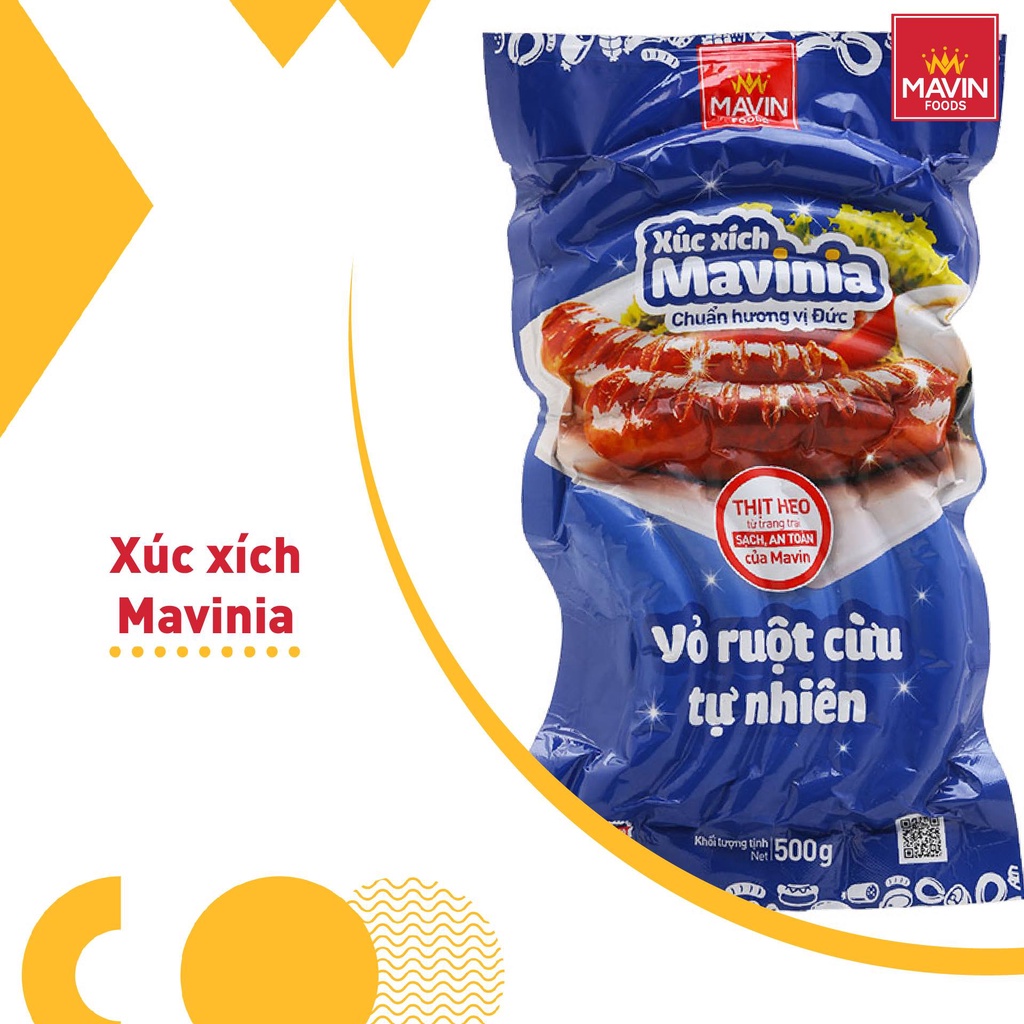 Đồ ăn vặt, Xiên que nướng, lẩu cao cấp - Xúc xích MAVINIA túi 500g [Vỏ ruột cừu tự nhiên, công thức từ Đức] Siêu ngon | BigBuy360 - bigbuy360.vn