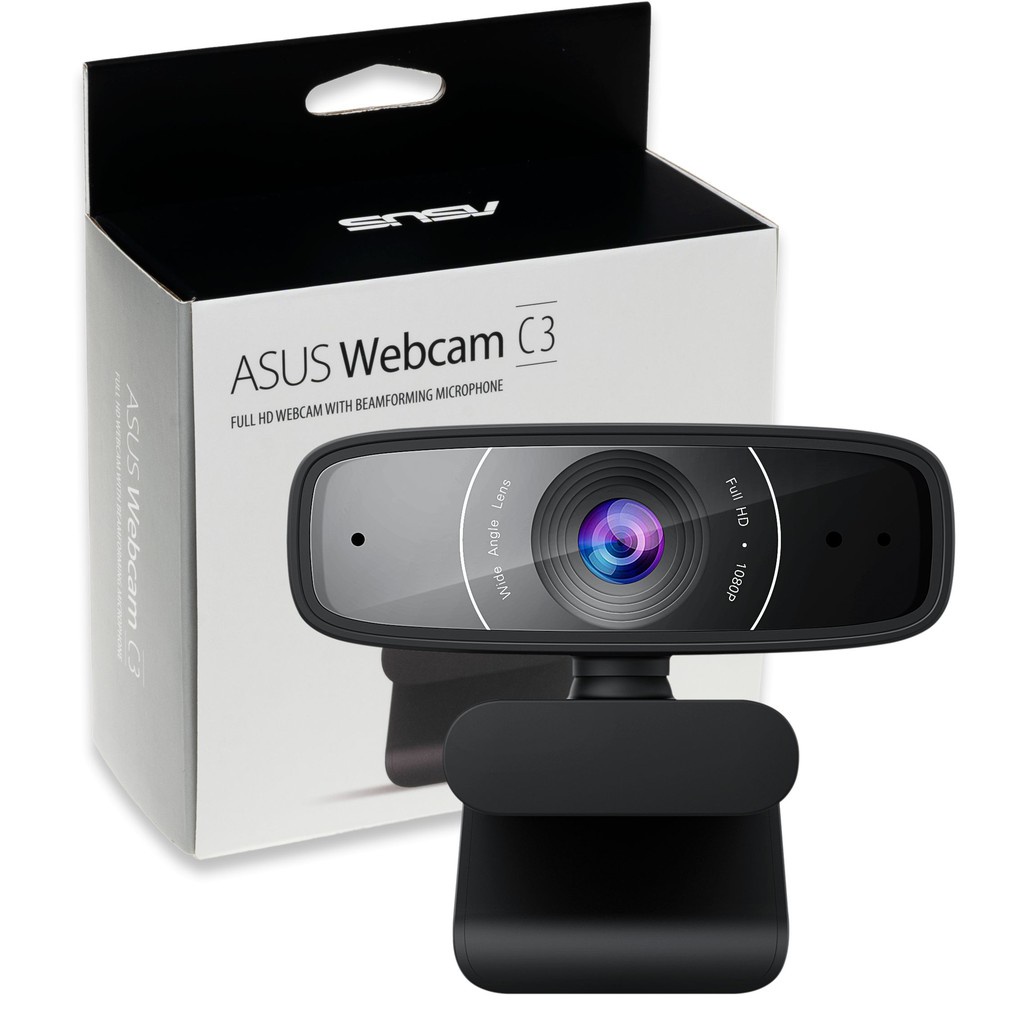 Webcam Asus C3 Full HD chính hãng, sắc nét, chất lượng cao + Mic thu âm - Camera 1080P cho PC, laptop, Macbook