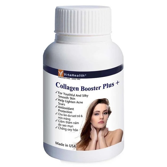 Viên Uống Bổ Sung Collagen Booster Plus+ Chống Lão Hóa, Tái Tạo Da Vitahealth - Hộp 60 Viên