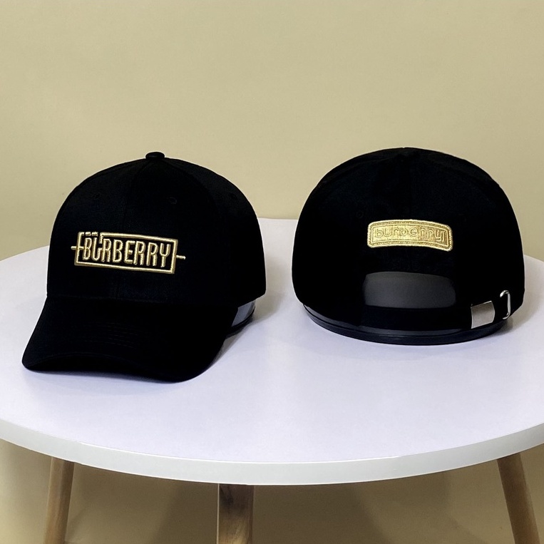 Nón kết Mũ lưỡi trai Buberry logo thêu vàng Free Size Full hộp dành cho nam và nữ