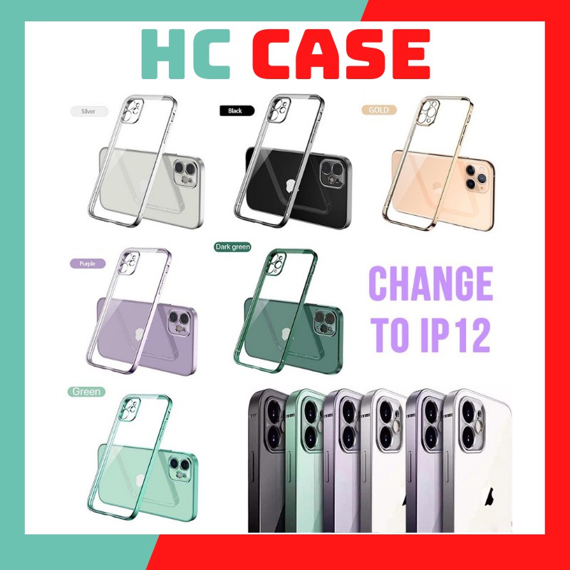 Ốp Viền Vuông Iphone 12- Ốp Lưng Cạnh Vuông MẠ ĐIỆN SANG TRỌNG 7plus/8plus/x/xs/xsmax/11/11promax/ 12/12promax
