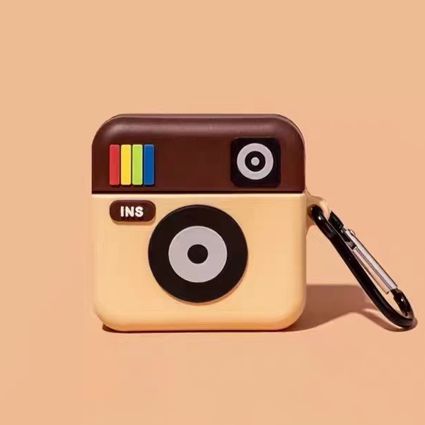 Ốp Vỏ Bảo Vệ Hộp Sạc Tai Nghe airpods pro 1 2 3 pro 3 Bằng Silicon Hình Máy Ảnh Sáng Bóng