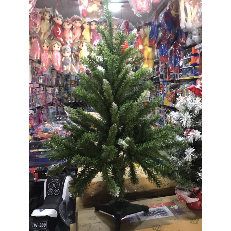 Cây thông Noel đầu tròn quấn chỉ 2 loại lá 90cm