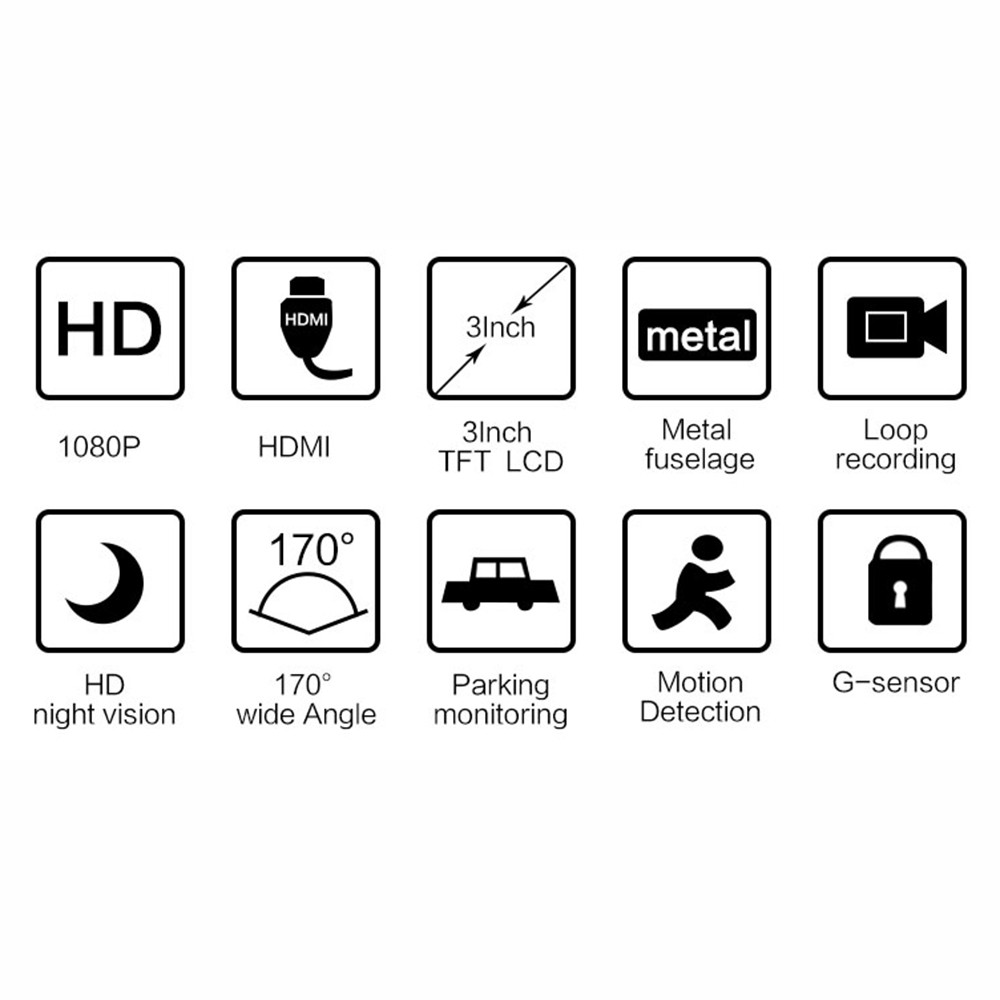 Máy quay hành trình Full HD 1080P DVR màn hình 3" góc chiếu rộng 170 độ có mắt nhìn đêm | BigBuy360 - bigbuy360.vn