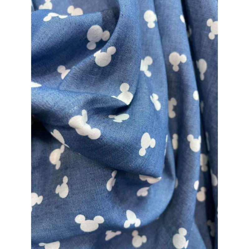 Vải thô jean lụa hình mickey