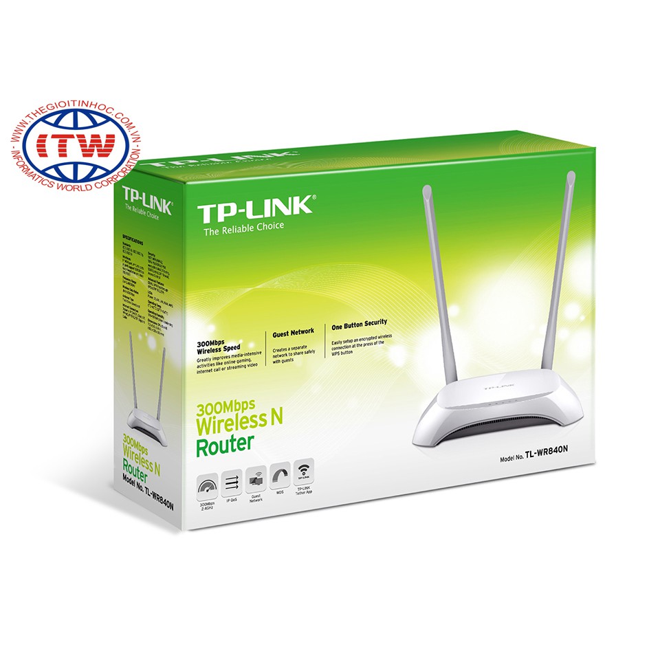 TP-Link TL-WR840N - Router Wifi Chuẩn N 300Mbps (Trắng)