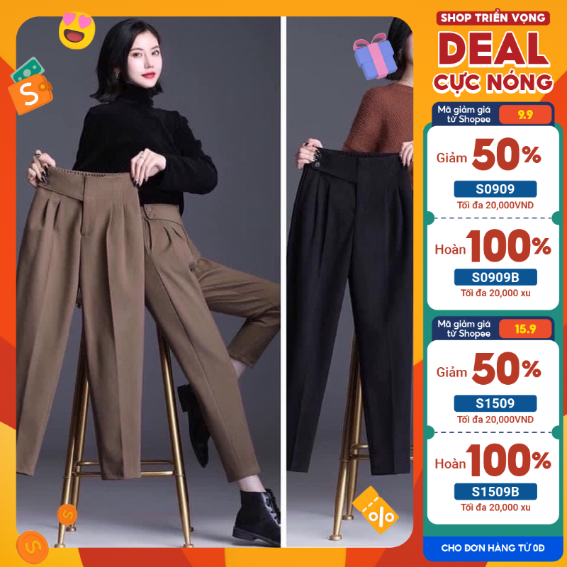 Quần Baggy Công Sở Cạp Cao 2 Cúc Lệch Siêu Đẹp-mã 236