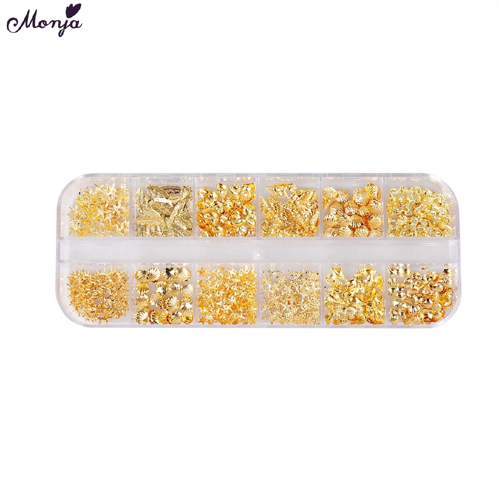 MONJA Hộp Phụ Kiện Trang Trí Móng Tay Nghệ Thuật Hình Vỏ Sò / Sao Biển