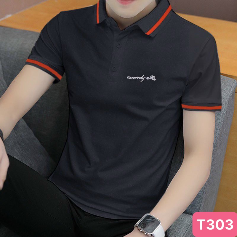 Áo thun nam polo cổ trụ màu đen chất vải cotton dày dặn co giãn tay ngắn, phông nam đẹp Hado064 nhiều mẫu