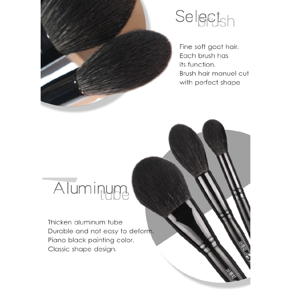 Professional Black Natural Goat Hair 10Pcs Makeup Brushes Set Eyeshadow Brush