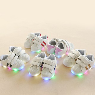 Giày thể thao dây dán có gắn đèn led phát sáng vui nhộn cho bé