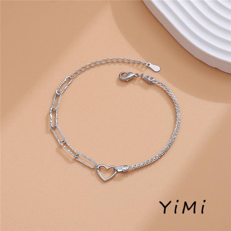 vòng tay nữ Mạ Bạc Hình Trái Tim Đôi Thời Trang Cho Nữữ