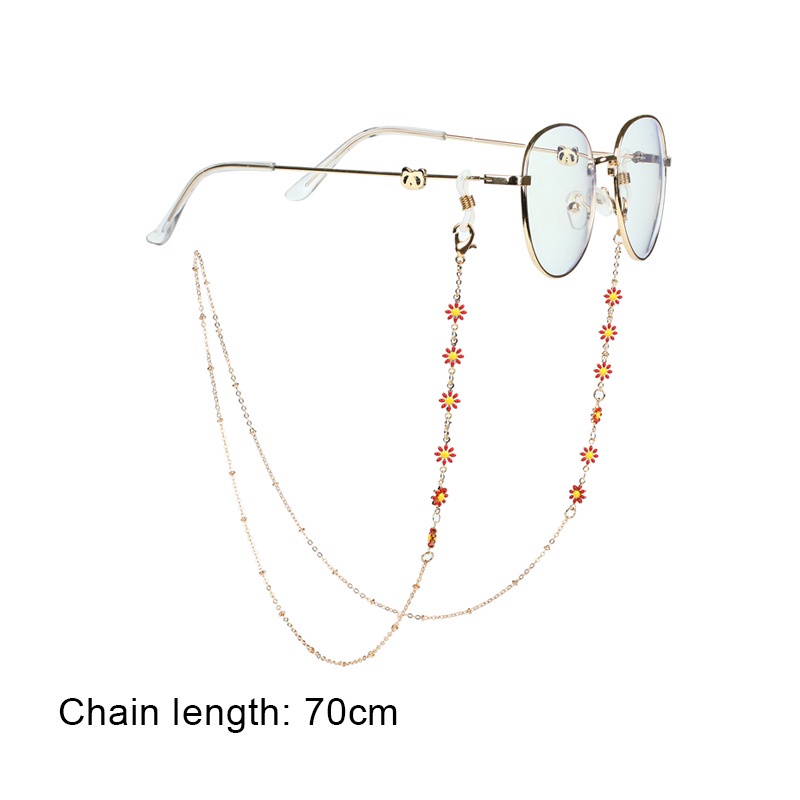 Dây đeo mắt kính chống thất lạc bằng hợp kim màu vàng họa tiết hoa cúc tinh tế