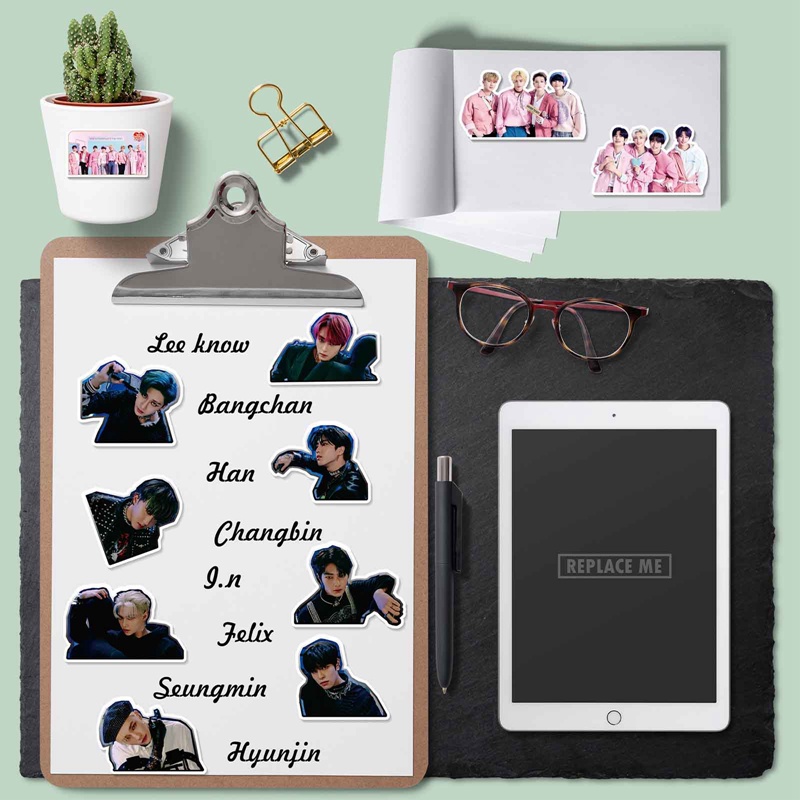Set 95 Miếng Dán Trang Trí Ván Trượt/Laptop Chống Thấm Nước Hình Kpop Stray Kids