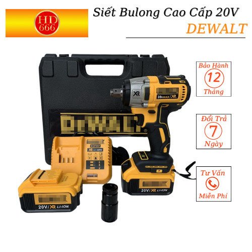 Máy Siết Bulong DW 20V Không Chổi Than, Bắn Vít Khoan Tường Mở Bulong Pin Sử Dụng Liên Tục 3-4H Hàng Loại 1