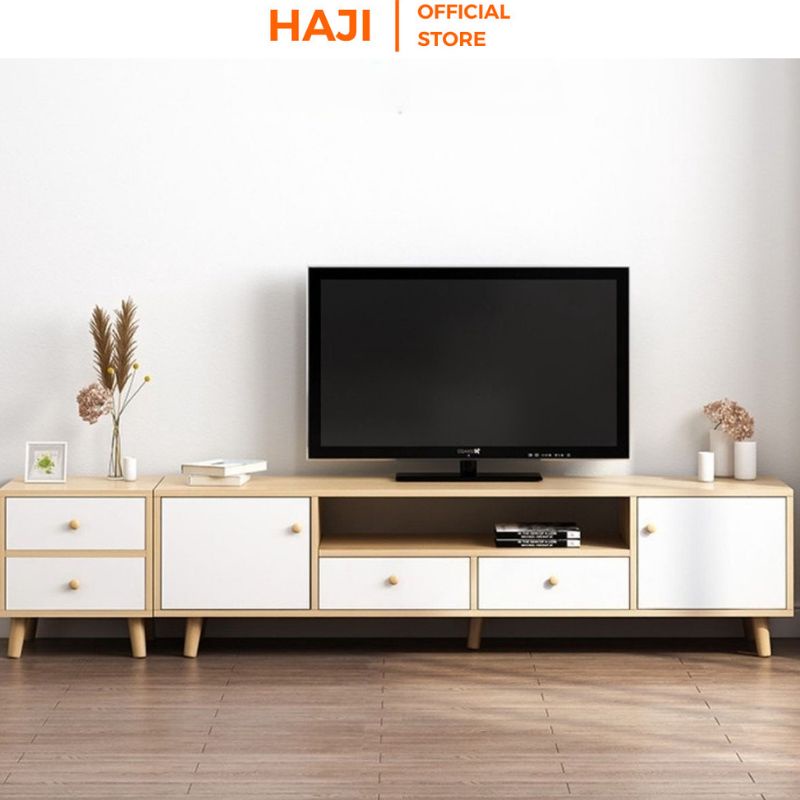Kệ tivi để sàn thông minh có ngăn tủ lưu trữ vật dụng tiện lợi hiện đại HAJI A122