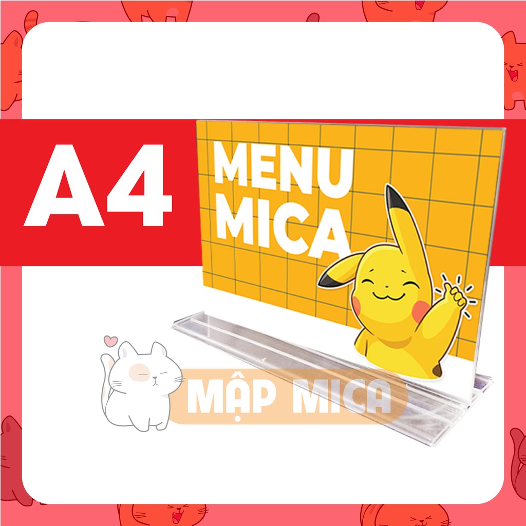 Kệ Menu Mica NGANG A4 Đế Lùa