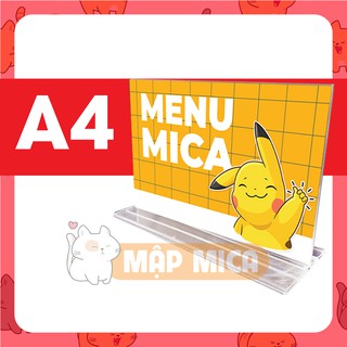 Kệ menu mica ngang a4 đế lùa