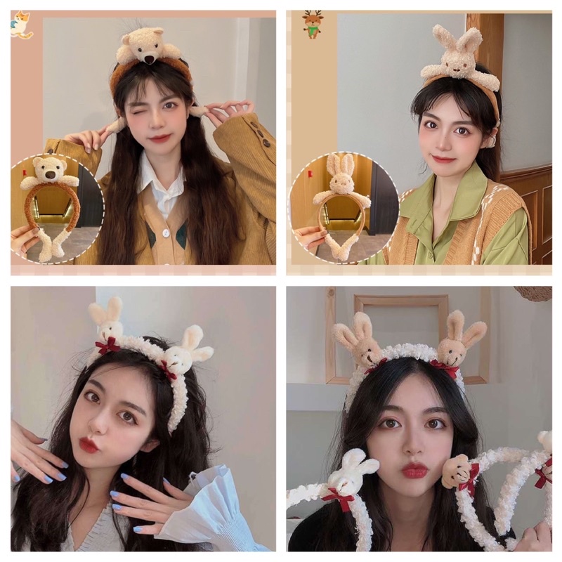 Bờm, băng đô Thỏ nâu, gấu nâu cực cute
