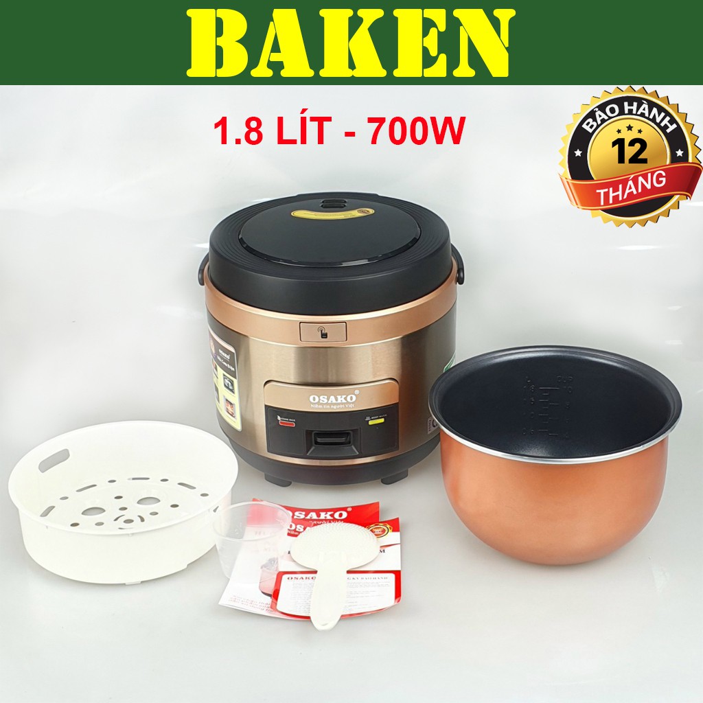 Nồi Cơm Điện 1.8L OSAKO OCD-180 – Nồi Cơm Nắp Gài Lòng Dày 5 Lớp – BAKEN