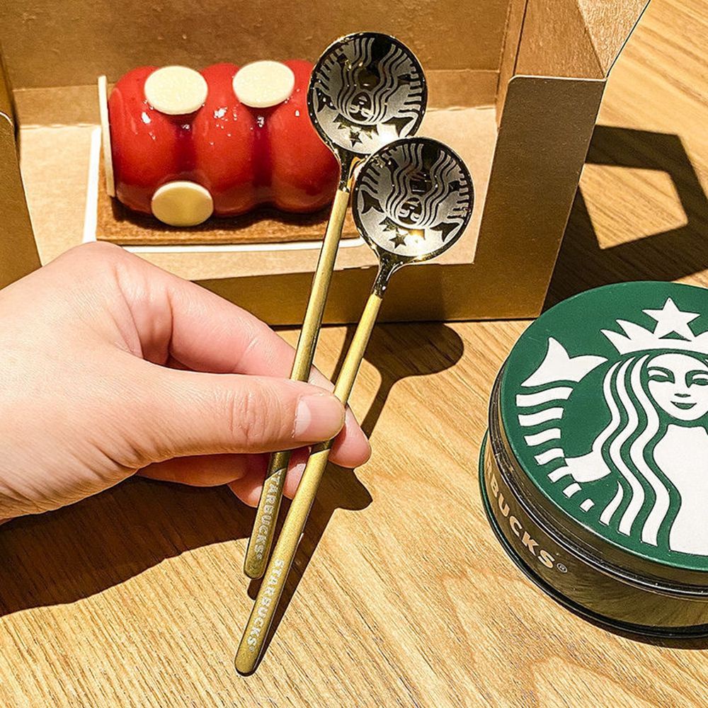 Thìa cà phê Starbucks bằng thép không gỉ nhiều màu tiện dụng cho nhà bếp/ dã ngoại