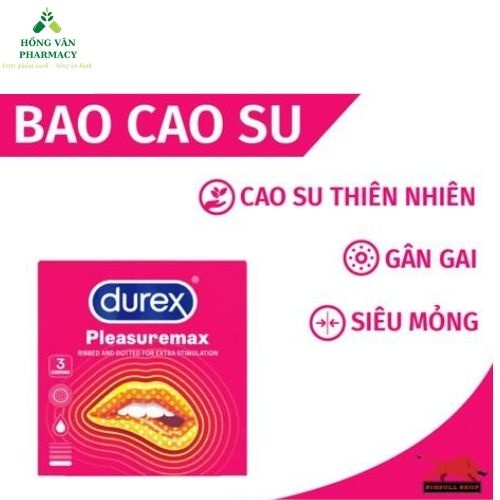 Bao cao su Durex Pleasuremax, bao cao su gân gai, bcs chính hãng hộp 12 bao (Có che tên khi giao hàng)