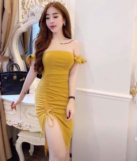 ĐẦM CÚP NGỰC TAY NƠ (CÓ MÚT NGỰC)