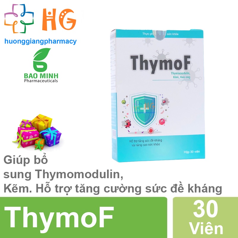 ThymoF giúp bổ sung Thymomodulin Kẽm hỗ trợ tăng cường sức đề kháng và nâng cao sức khỏe Hộp 30 Viên