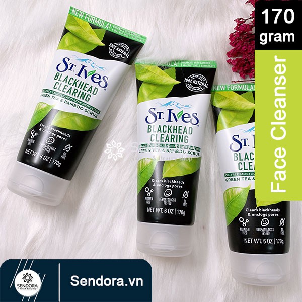 Sữa Rửa Mặt St.Ives Blackhead Clearing Green Tea & Bamboo Scrub 170g (Trà và Tre)